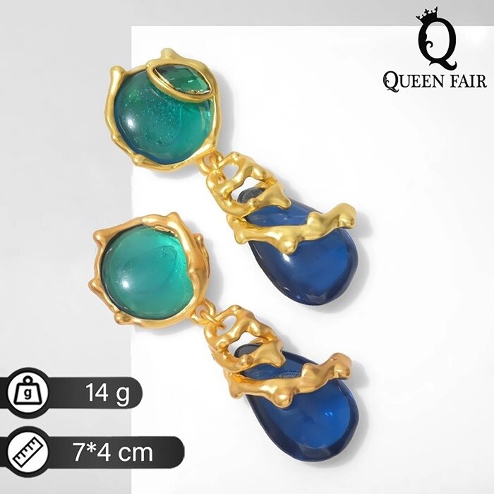 Серьги «Карст», цвет сине-зелёный в золоте от компании Интернет - магазин Flap - фото 1