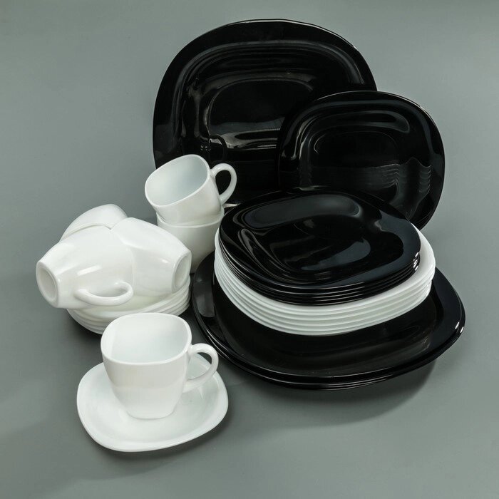 Сервиз столовый Luminarc Carine White&Black, стеклокерамика, 30 предметов, цвет белый и чёрный от компании Интернет - магазин Flap - фото 1