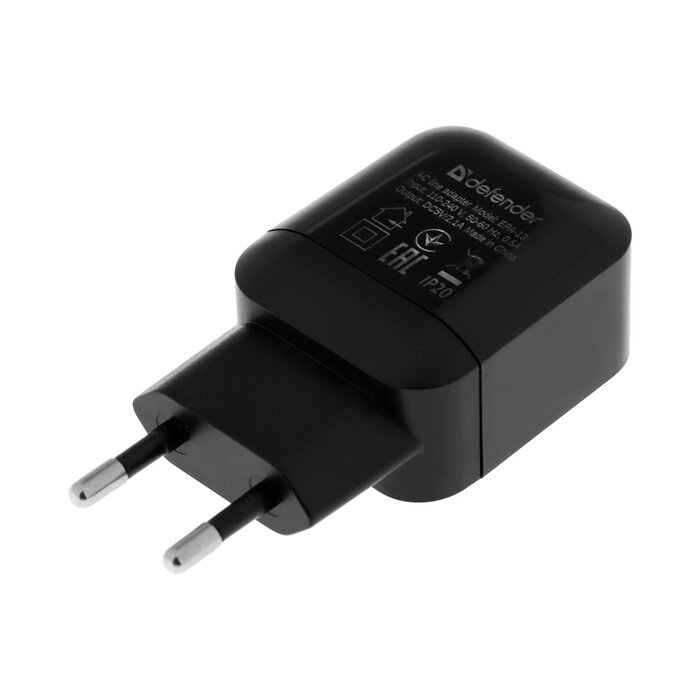 Сетевое зарядное устройство Defender EPA-13, 2 USB, 2.1 А, черное от компании Интернет - магазин Flap - фото 1