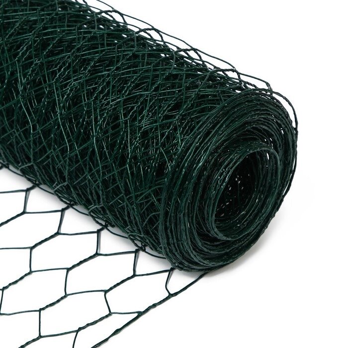 Сетка плетёная с ПВХ покрытием, 10  1,5 м, ячейка 25  25 мм, d = 0,9 мм, металл, Greengo от компании Интернет - магазин Flap - фото 1