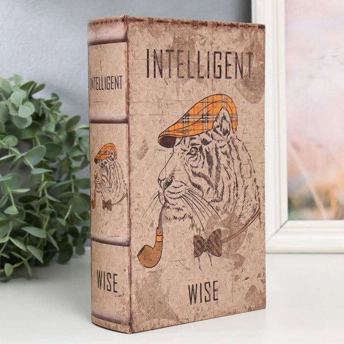 Сейф-книга дерево кожзам "Тигр в кепке и с трубкой" 21х13х5 см от компании Интернет - магазин Flap - фото 1