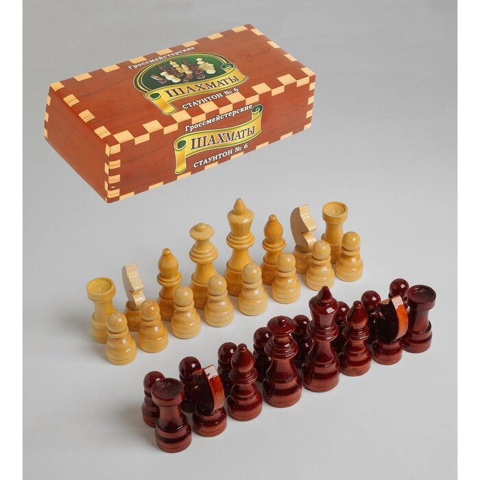 Шахматные фигуры турнирные, дерево, h-5.6-11.6 см, d-3.0-3,8 см от компании Интернет - магазин Flap - фото 1
