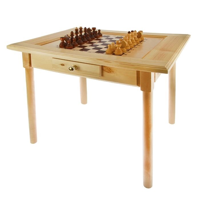 Шахматный стол с ящиком 80 х 60 х 72 см, игровое поле 35.5 см, клетка 4.4 см, без фигур от компании Интернет - магазин Flap - фото 1