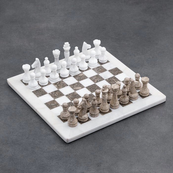 Шахматы «Элит», серый/белый, доска 30х30 см, оникс от компании Интернет - магазин Flap - фото 1