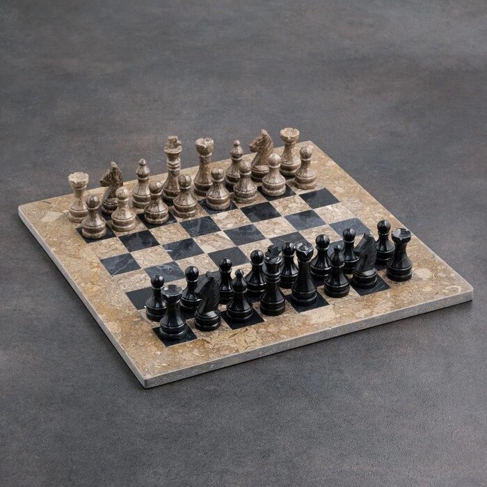 Шахматы «Элит», серый/черный,  доска 40х40 см, оникс от компании Интернет - магазин Flap - фото 1