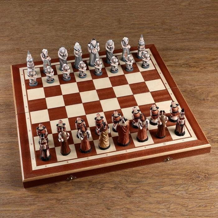 Шахматы польские Madon "Мраморные", 55.5 х 55.5 см, король h-10.5 см, пешка h-7 см от компании Интернет - магазин Flap - фото 1