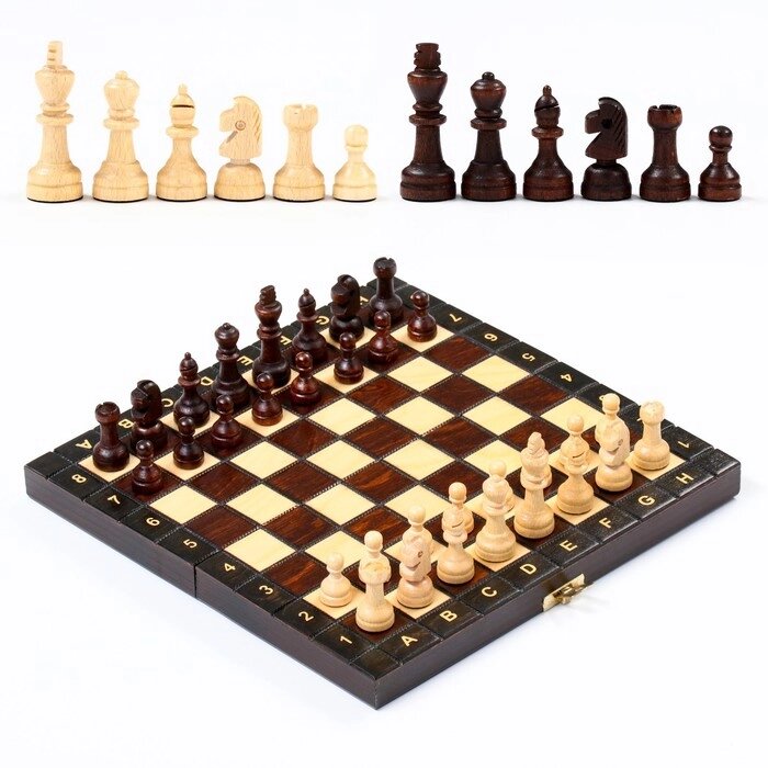 Шахматы польские Madon, ручная работа, 27 х 27 см, король h-6 см. пешка h-2.5 см от компании Интернет - магазин Flap - фото 1