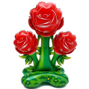 Шар фольгированный 63"Букет красных роз», на подставке, под воздух