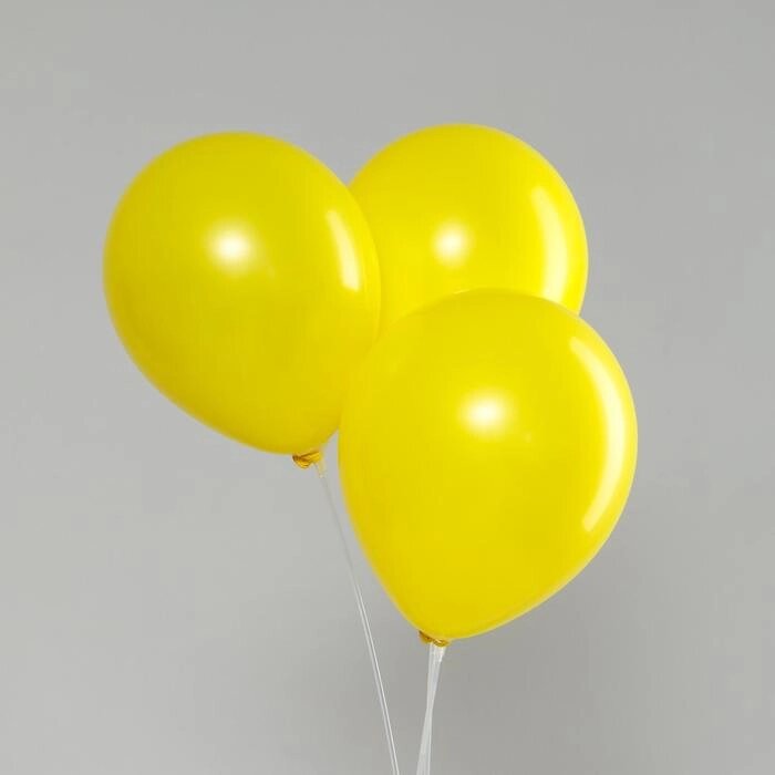 Шар латексный 10", стандарт, набор 100 шт., цвет желтый от компании Интернет - магазин Flap - фото 1