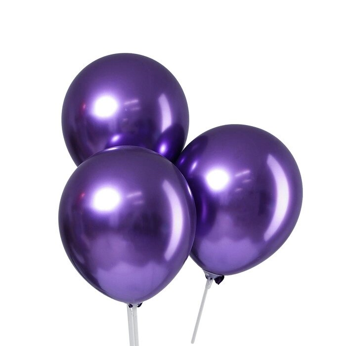 Шар латексный 12" «Хром», металл, набор 100 шт., цвет фиолетовый от компании Интернет - магазин Flap - фото 1