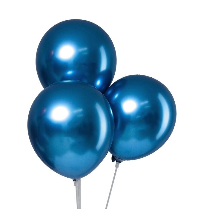 Шар латексный 12" «Хром», металл, набор 100 шт., цвет синий от компании Интернет - магазин Flap - фото 1