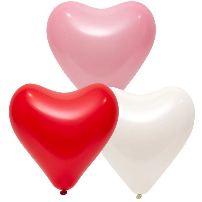Шар латексный 12", сердце, стандарт, набор 50 шт., цвета МИКС от компании Интернет - магазин Flap - фото 1