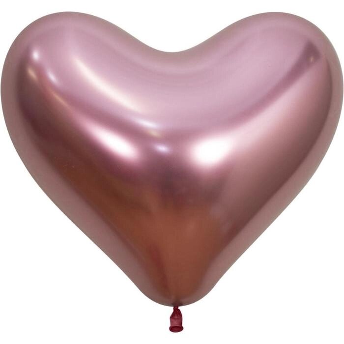 Шар латексный 14", сердце, Reflex, хром, набор 50 шт., цвет розовый (909) от компании Интернет - магазин Flap - фото 1