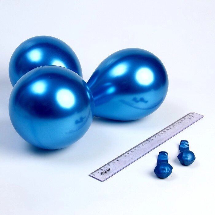 Шар латексный 5“, хром, набор 100 шт, цвет синий от компании Интернет - магазин Flap - фото 1