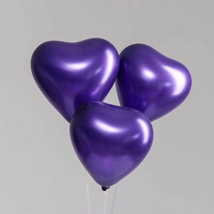 Шар латексный сердце 12", перламутровый, набор 100 шт., цвет фиолетовый от компании Интернет - магазин Flap - фото 1