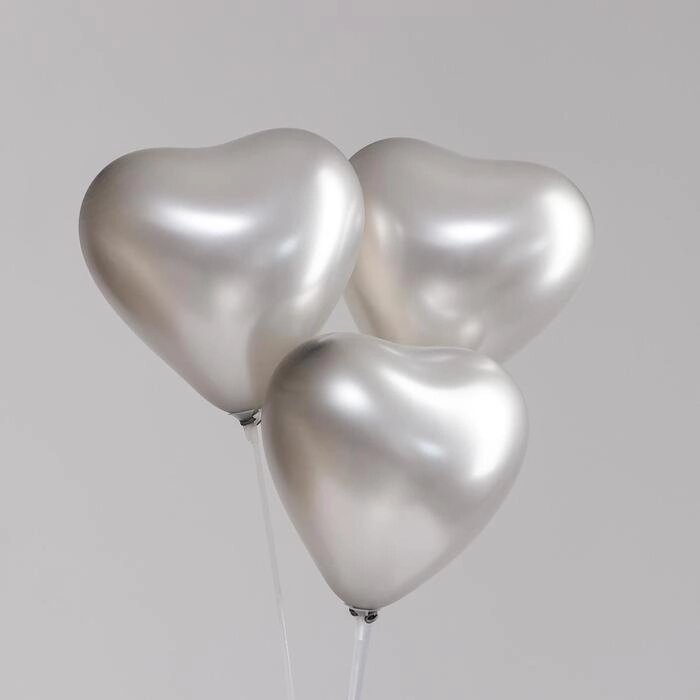 Шар латексный сердце 12", перламутровый, набор 100 шт., цвет серебро от компании Интернет - магазин Flap - фото 1
