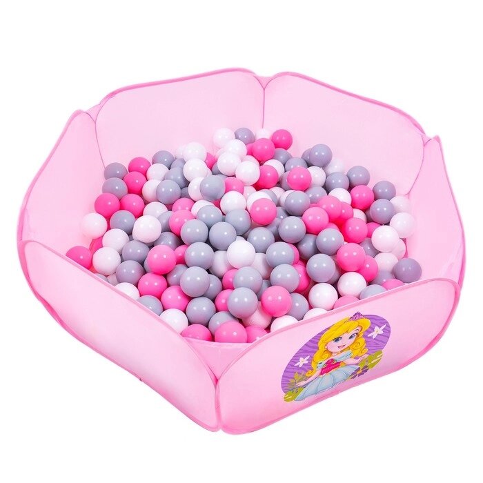 Шарики для сухого бассейна с рисунком, диаметр шара 7,5 см, набор 60 штук, цвет розовый, белый, серый от компании Интернет - магазин Flap - фото 1