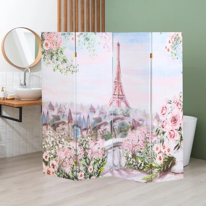 Ширма "Картина маслом. Розы и Париж", 200 х 160 см от компании Интернет - магазин Flap - фото 1