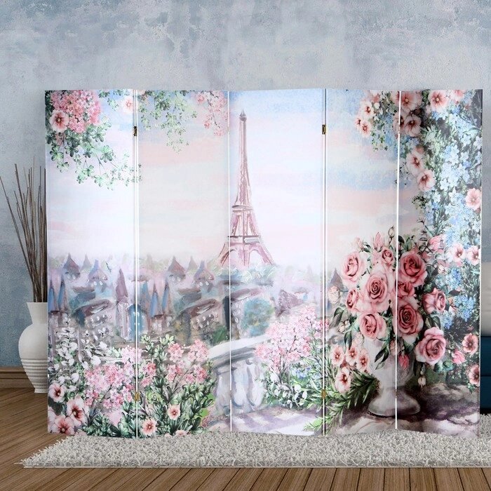 Ширма "Картина маслом. Розы и Париж", 250 х 160 см от компании Интернет - магазин Flap - фото 1