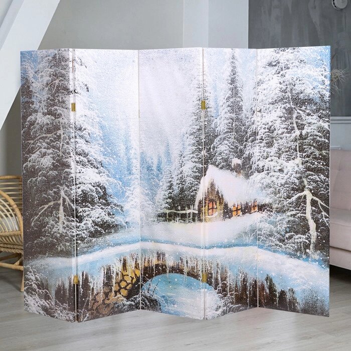 Ширма "Картина маслом. Зимний лес", 250 х 160 см от компании Интернет - магазин Flap - фото 1