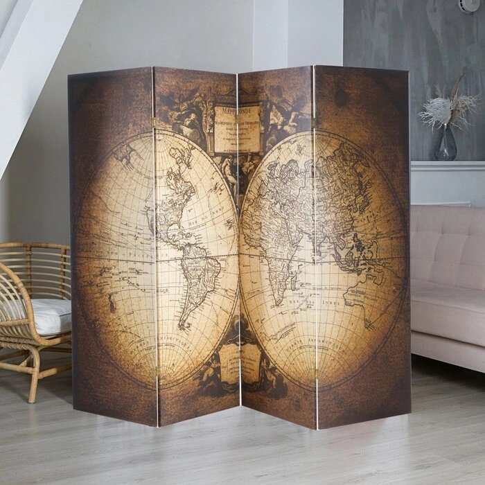 Ширма "Старинная карта мира", 200 х 160 см от компании Интернет - магазин Flap - фото 1