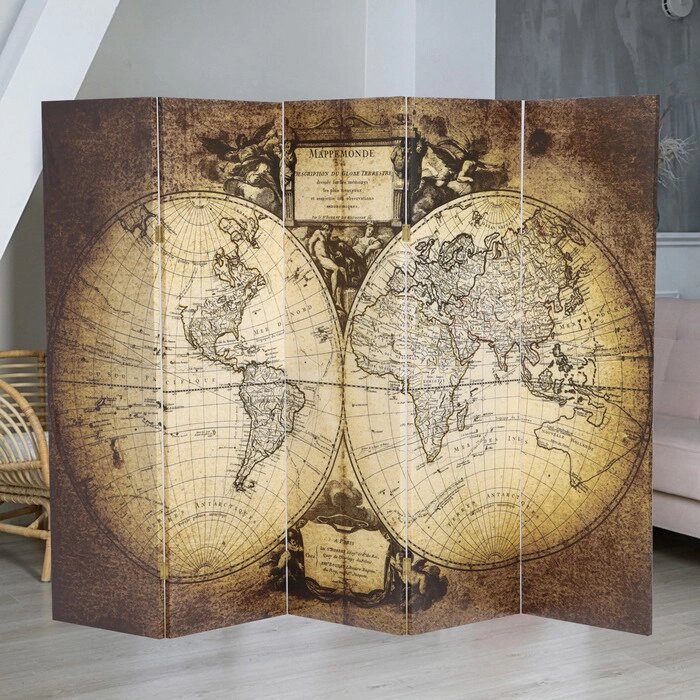 Ширма "Старинная карта мира", 250 х 160 см от компании Интернет - магазин Flap - фото 1