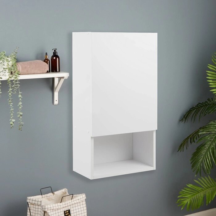 Шкаф для ванной комнаты навесной, левый, белый, 40 х 75 х 23 см от компании Интернет - магазин Flap - фото 1