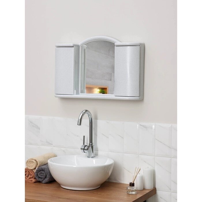 Шкафчик зеркальный для ванной комнаты «Арго», цвет белый мрамор от компании Интернет - магазин Flap - фото 1