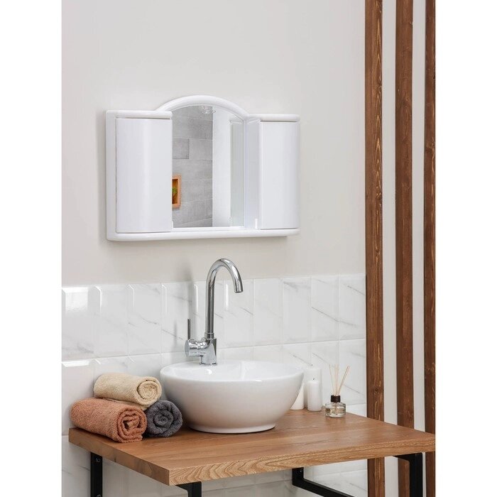 Шкафчик зеркальный для ванной комнаты «Арго», цвет снежно-белый от компании Интернет - магазин Flap - фото 1