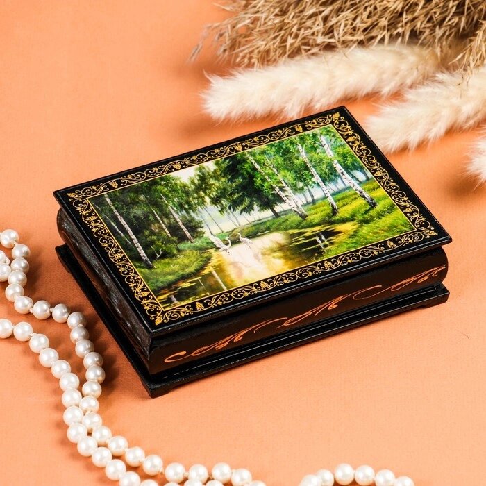 Шкатулка «Аисты в лесу», 1014 см, лаковая миниатюра от компании Интернет - магазин Flap - фото 1