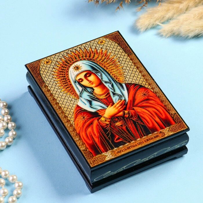 Шкатулка «Божья Матерь Умиление»  1014 см, лаковая миниатюра от компании Интернет - магазин Flap - фото 1