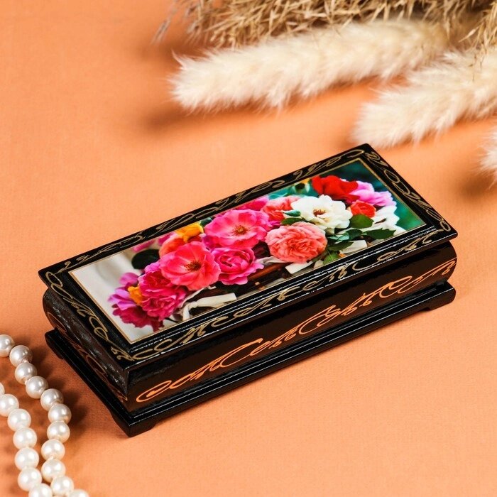 Шкатулка «Цветы в корзинке», 146 см, лаковая миниатюра от компании Интернет - магазин Flap - фото 1