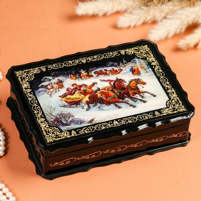 Шкатулка «Гонки на тройках», 17236 см, лаковая миниатюра от компании Интернет - магазин Flap - фото 1