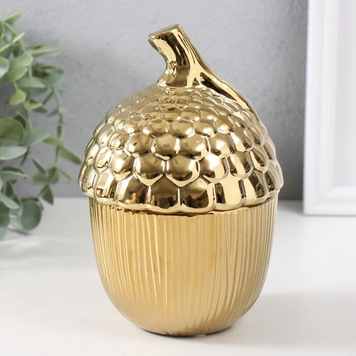 Шкатулка керамика "Жёлудь" золото 12х12х18 см от компании Интернет - магазин Flap - фото 1