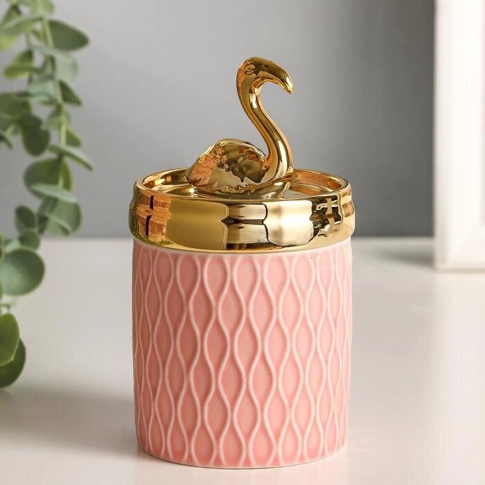 Шкатулка керамика "Золотой фламинго" 13,5х7,5х7,5 см от компании Интернет - магазин Flap - фото 1