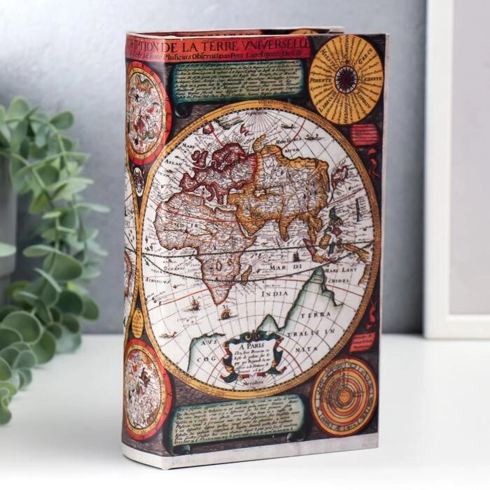 Шкатулка-книга дерево "Карта Колумба" кожзам 21х13х5 см от компании Интернет - магазин Flap - фото 1
