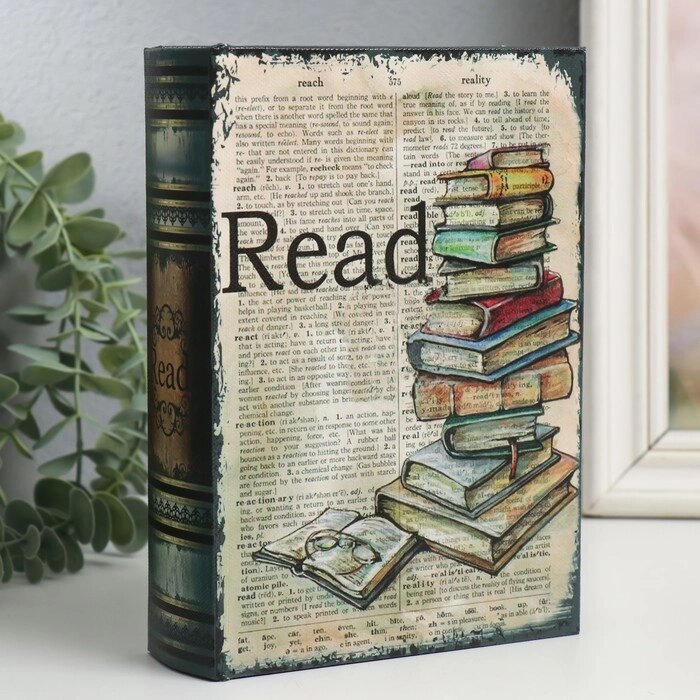 Шкатулка-книга дерево, кожзам "Книжный клуб" 4,5х13х18 см от компании Интернет - магазин Flap - фото 1