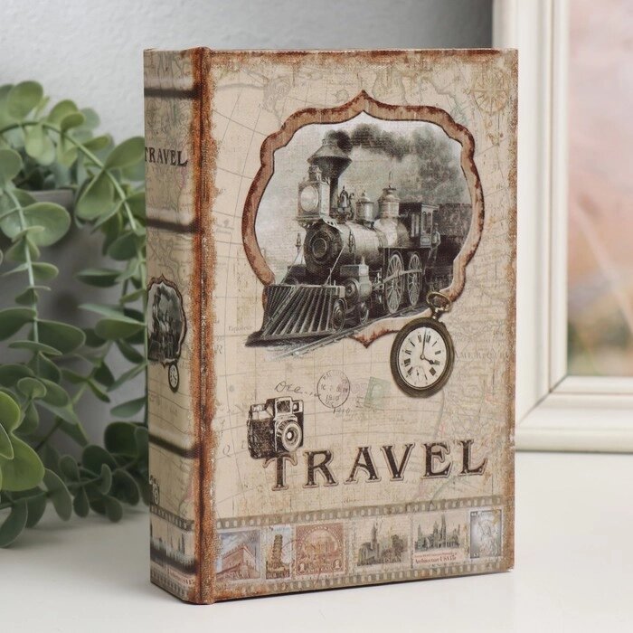 Шкатулка-книга дерево кожзам "Ретро поезд" 4х12х18 см от компании Интернет - магазин Flap - фото 1
