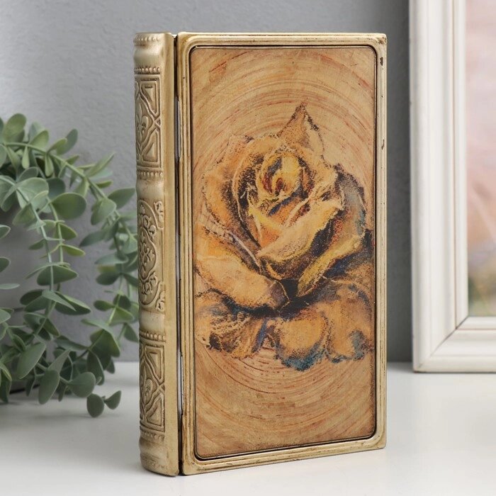 Шкатулка-книга металл, кожзам "Бутон розы" 20х12х4 см от компании Интернет - магазин Flap - фото 1