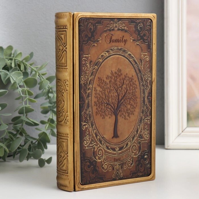 Шкатулка-книга металл, кожзам "Дерево" 20х12х4 см от компании Интернет - магазин Flap - фото 1