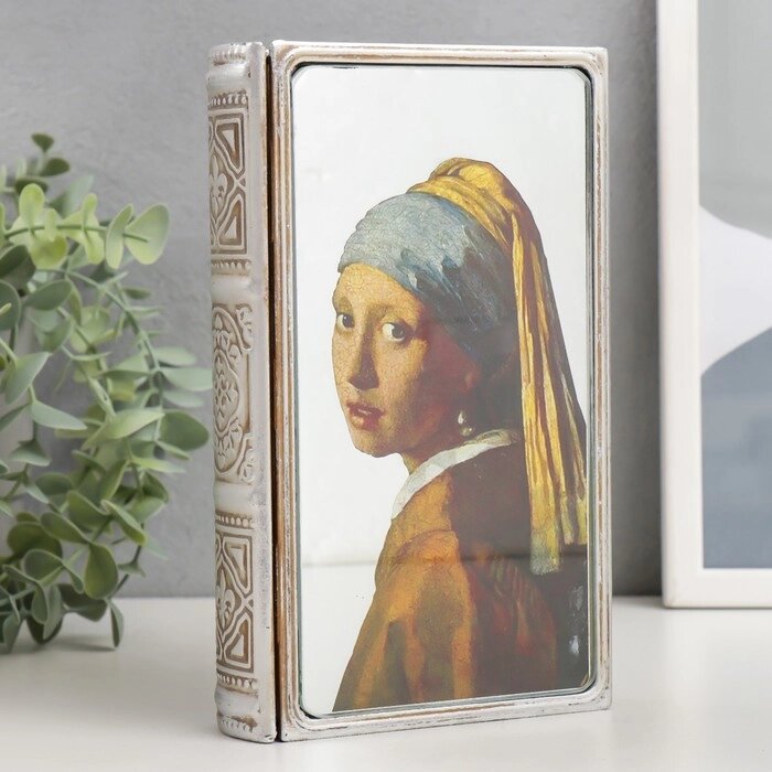 Шкатулка-книга металл, стекло "Девушка в жемчужных сережках" 20х12х4 см от компании Интернет - магазин Flap - фото 1