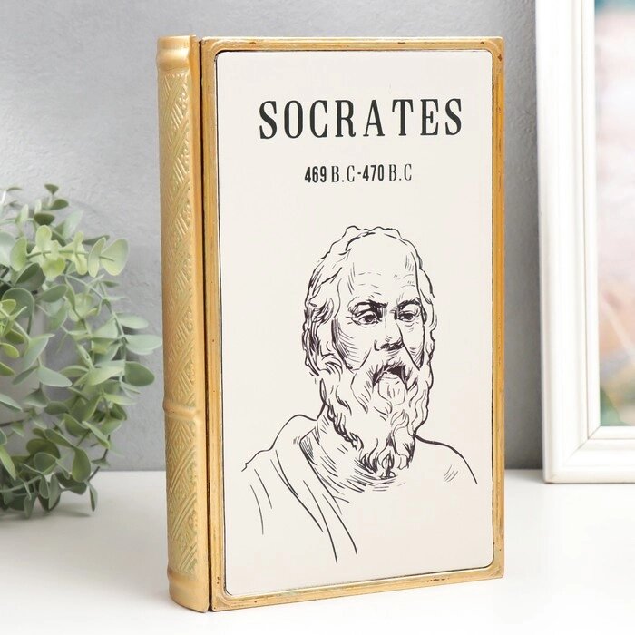 Шкатулка-книга металл, стекло "Сократ" 26х16х5 см от компании Интернет - магазин Flap - фото 1