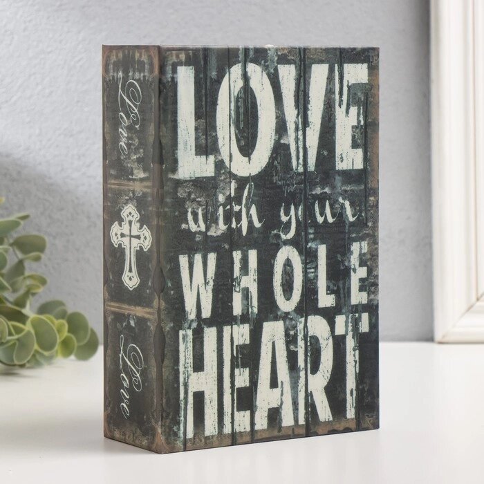 Шкатулка книга пластик, металл "Люби всем сердцем" 5,5х12х18 см от компании Интернет - магазин Flap - фото 1