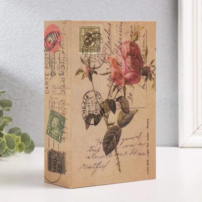 Шкатулка книга пластик, металл "Розовая роза" 5,5х12х18 см от компании Интернет - магазин Flap - фото 1