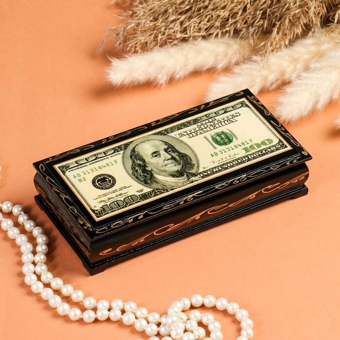 Шкатулка - купюрница «Доллар», 8,517 см, лаковая миниатюра от компании Интернет - магазин Flap - фото 1