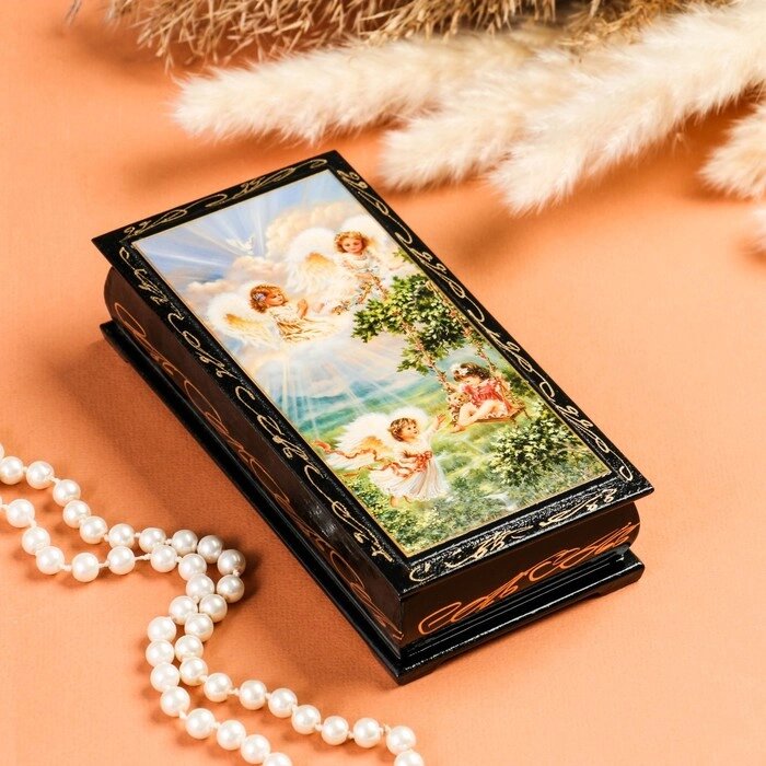 Шкатулка - купюрница «Игривые ангелочки», 8,517 см, лаковая миниатюра от компании Интернет - магазин Flap - фото 1