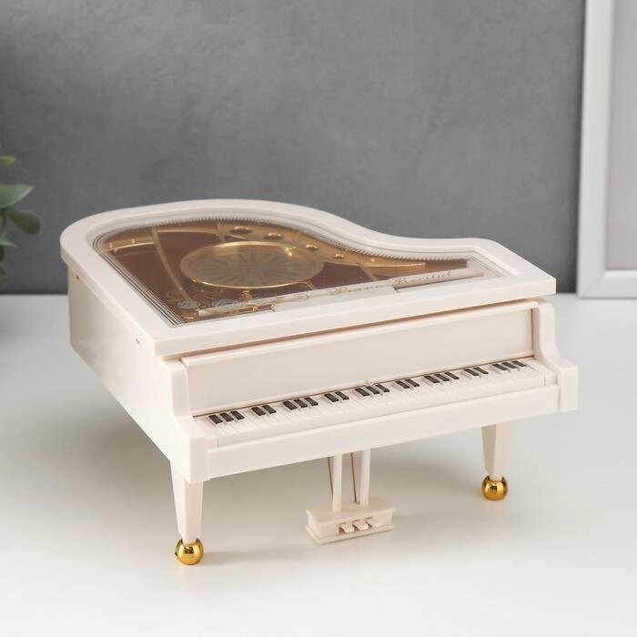 Шкатулка музыкальная механическая "Белый рояль с балериной" 10,5х17,5х18,5 см от компании Интернет - магазин Flap - фото 1