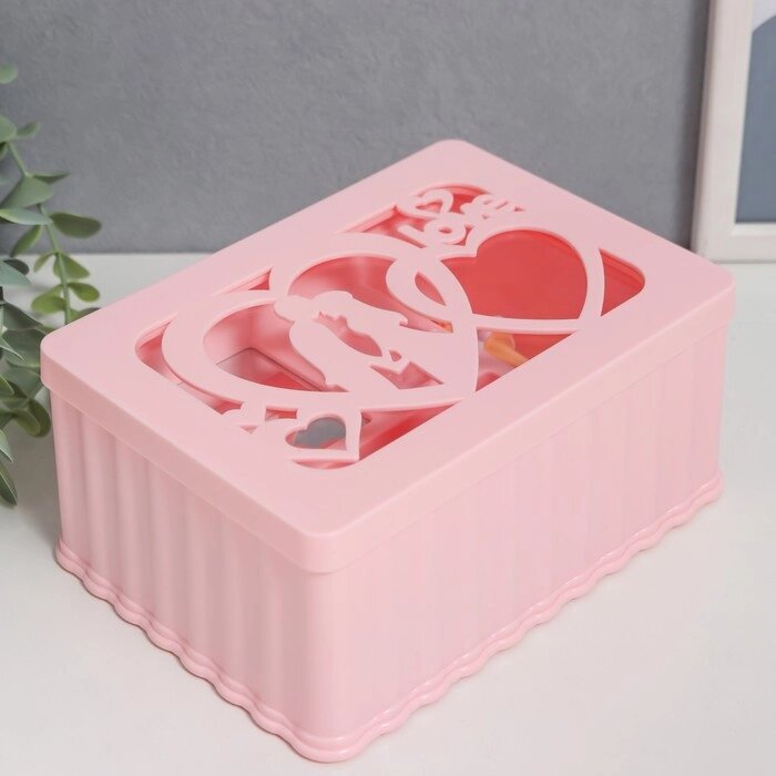 Шкатулка музыкальная механическая "Влюблённые" розовая 12,5х17,5х8 см от компании Интернет - магазин Flap - фото 1