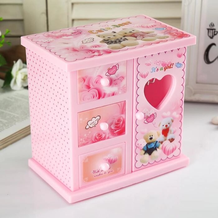 Шкатулка музыкальная "Розовый шкафчик с сюрпризами" 18х18х12 см от компании Интернет - магазин Flap - фото 1