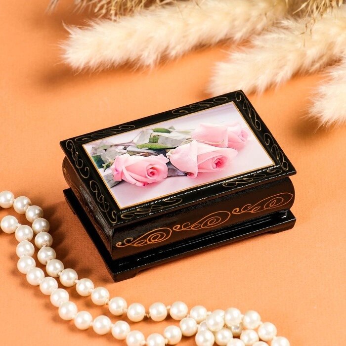 Шкатулка «Розовые розы», 69 см, лаковая миниатюра от компании Интернет - магазин Flap - фото 1